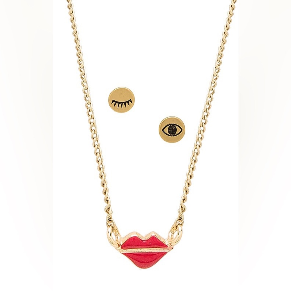 Jenny bird necklace earring set gold jewelry brand new